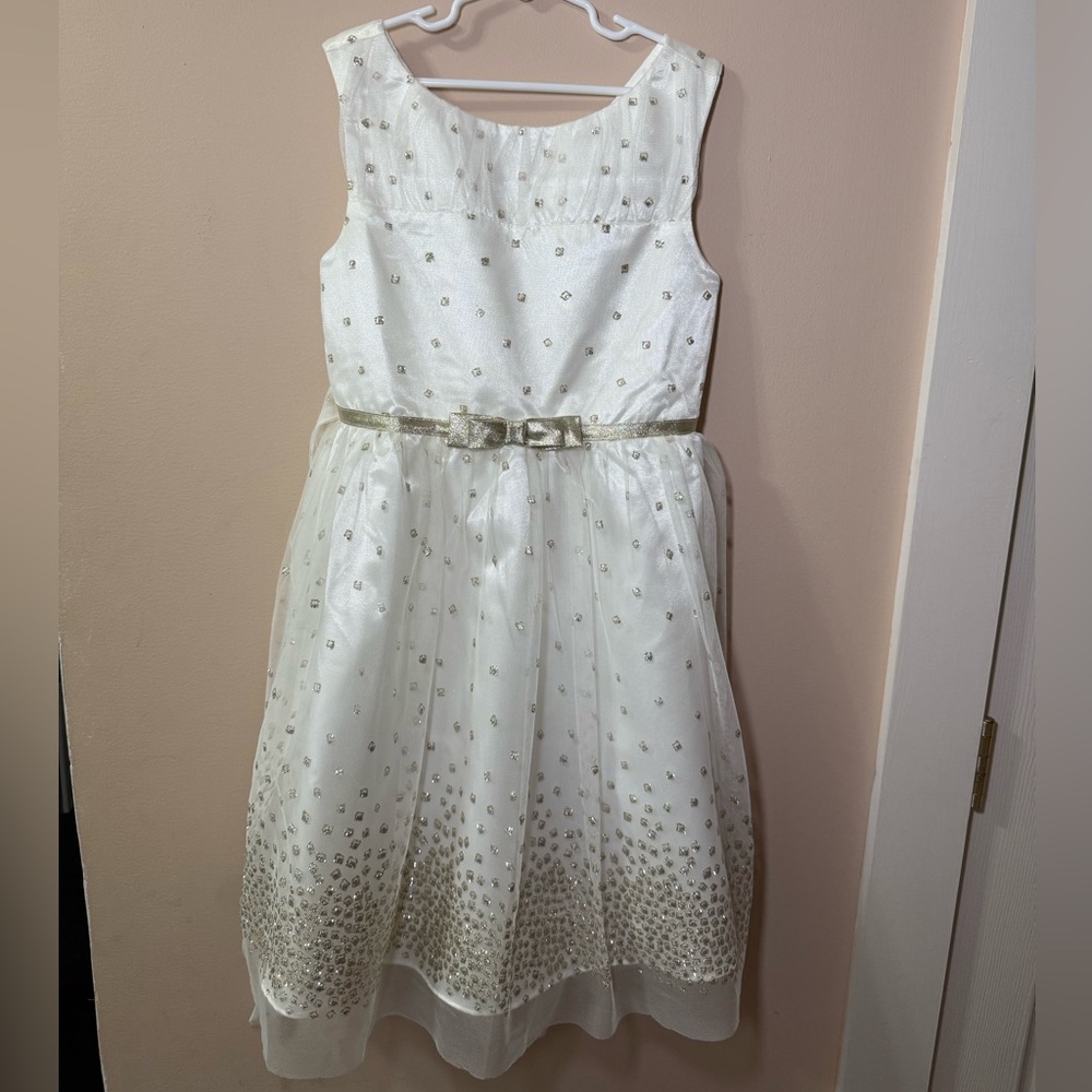 Jona Michelle White and Gold Formal Dress